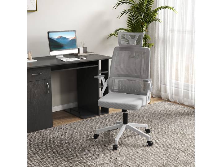 Vinsetto Fauteuil Bureau Gris Pivotant Ergonomique Tissu