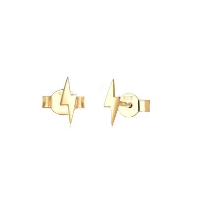 Paar Ohrstecker ELLI "Ohrringe Ohrstecker Blitz 925 Sterling Silber vergoldet" Gr. 8, gold, Ohrringe, Damen, 8, ohne Stein, Silber 925 (Sterlingsilber)