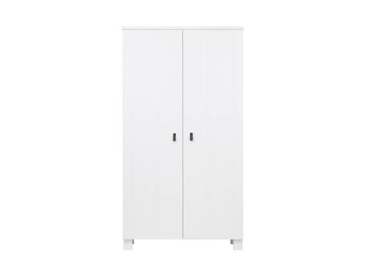 Massiver Kleiderschrank „Ties“, 2-türig Leder Weiss De Eekhoorn