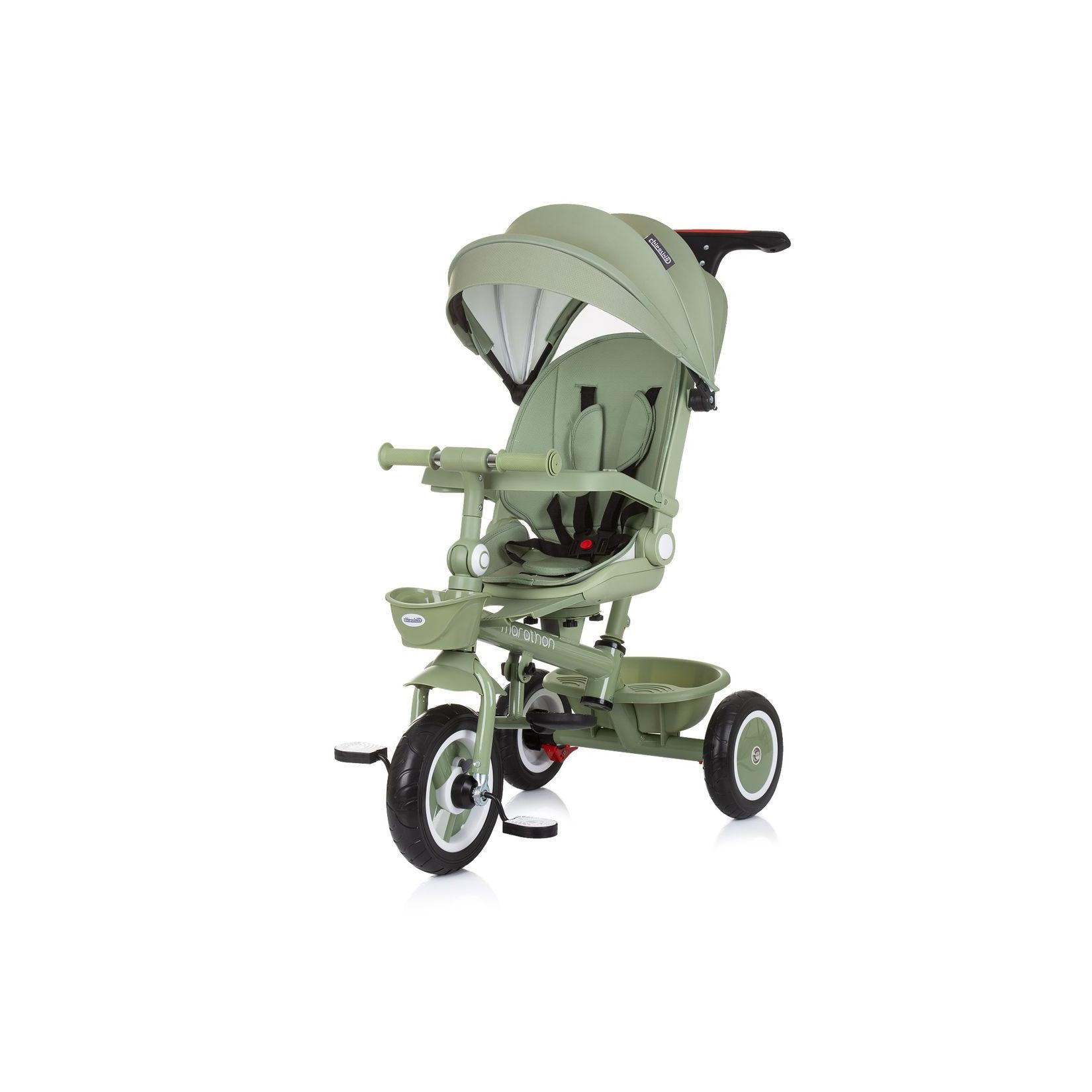 Chipolino Tricycle Marathon 2 in 1 Dreirad, Sitz umkehrbar, Gummiräder, Dach grün