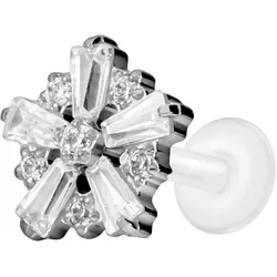 PTFE Labret mit Innengewinde + Titan-Aufsatz SCHNEEFLOCKE