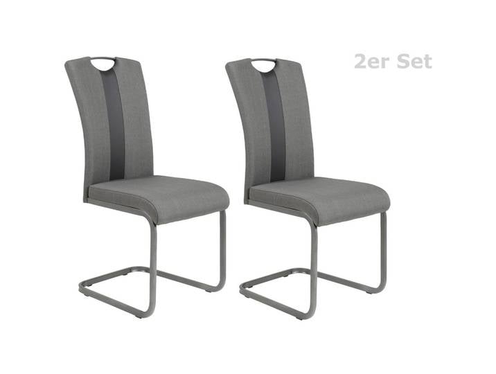 Schwingstuhl Amber Anthrazit/ Grau gepolstert 2er-Set