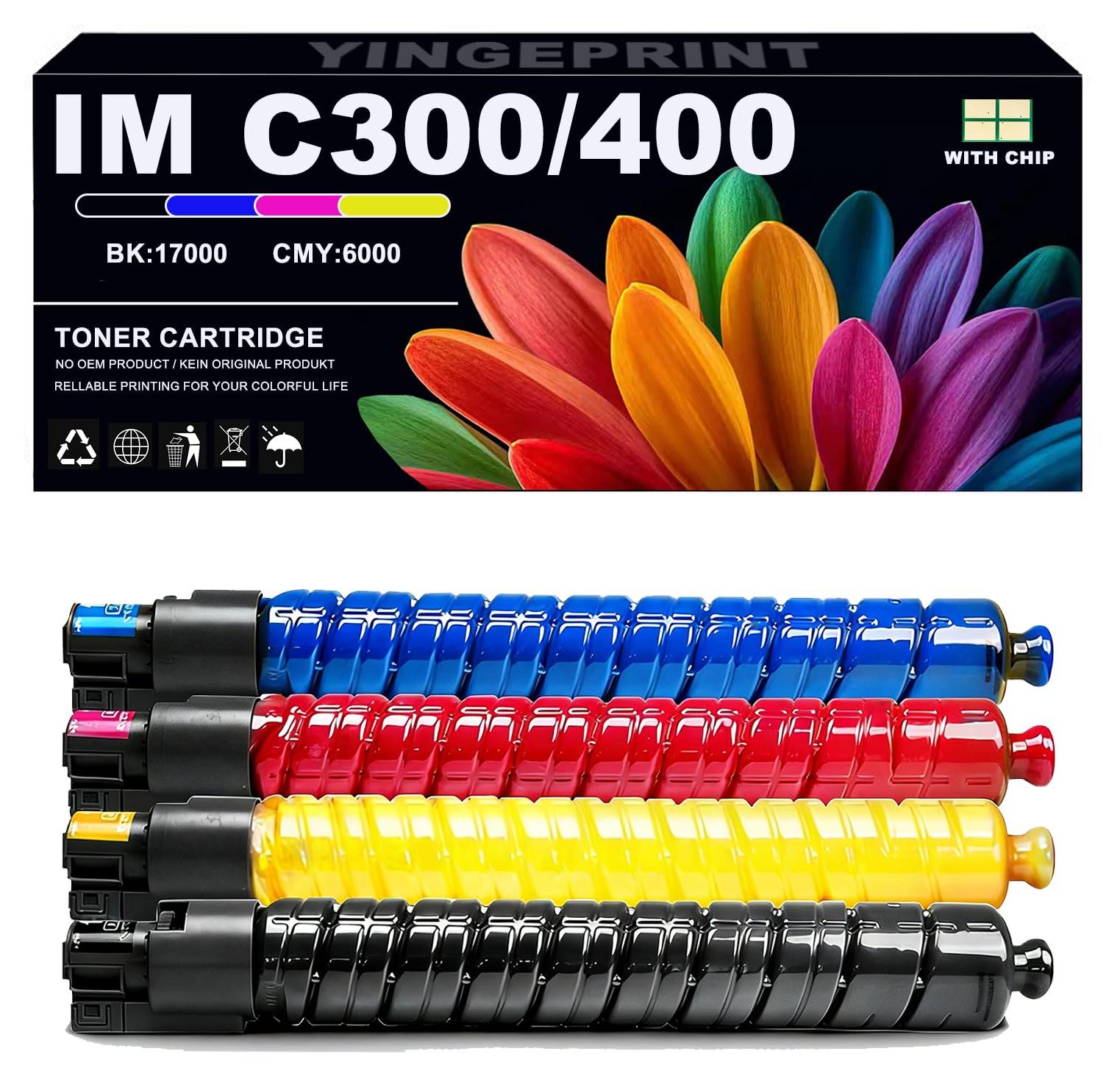 Tonerpatronen für Ricoh IM C300/C400, 4er-Pack, Schwarz/Magenta/Gelb/Cyan