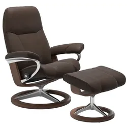 Stressless Sessel mit Hocker Consul Signature Leder Braun Batick Brown L (Large)