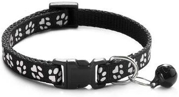 Uplifted Finds "Paw Print ""Safety Snap"" Adjustable Pet Collar black"
