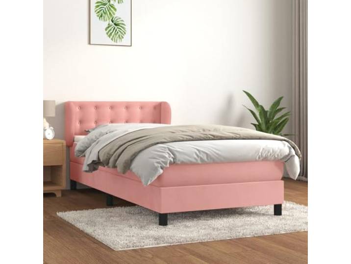 Samt Taschenfederkern verstellbares Kopfteil Boxspringbett Rosa 80x200 cm Boxspringbett mit Matratze Rosa 80x200 cm Samt Bett mit Kopfteil Taschenfederkern Matratze Topper Schlafzimmer Möbel