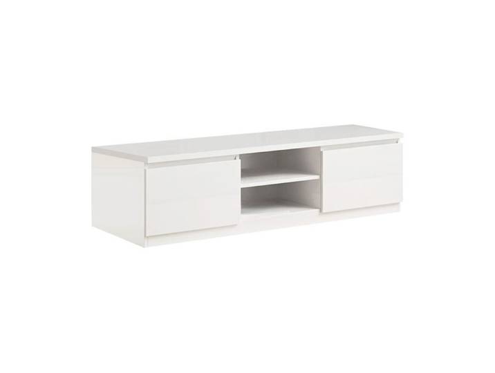 DEYTON - Meuble TV 2 Portes Laqué Blanc Brillant