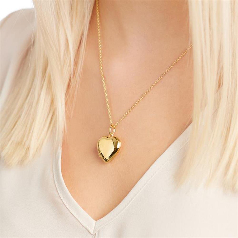 Unique Poliertes Herzmedaillon silber vergoldet gold