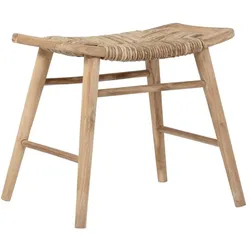 Hocker Rex aus Teakholz, skandinavischer Stil, Natur, rechteckig, Must Living, Indoor