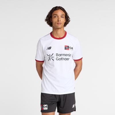 Fußballtrikot NEW BALANCE "BAYER 04 LEVERKUSEN SHORT SLEEVE JERSEY", Herren, Gr. XL, weiß (fourth), Obermaterial: 100% Polyester, Trikots Fußballtrikot, Sondertrikot 50 JAHRE FANCLUB