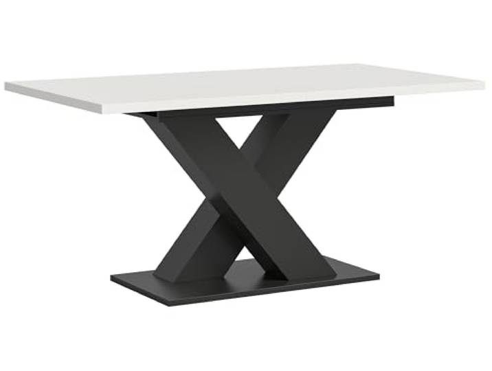 Newroom Esstisch ausziehbar Weiß Anthrazit X-Gestell Küche Esszimmer