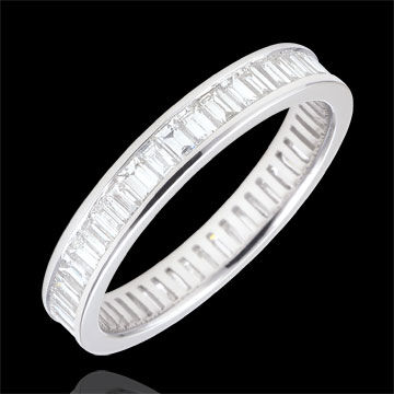 Edenly Trauring WeiÃŸgold PavÃ© - Kanalfassung - 1.22 Karat - Baguettediamanten