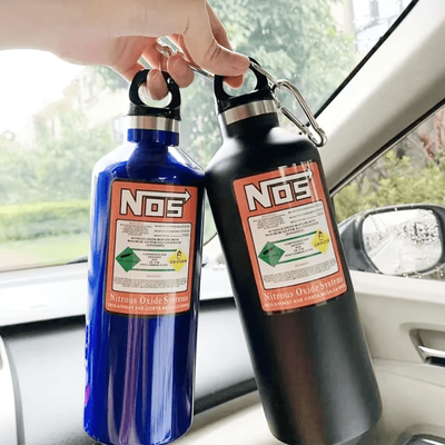 Inspire Curations NOS Racing Style Stainless Steel Insulated Thermos Bottle blue
