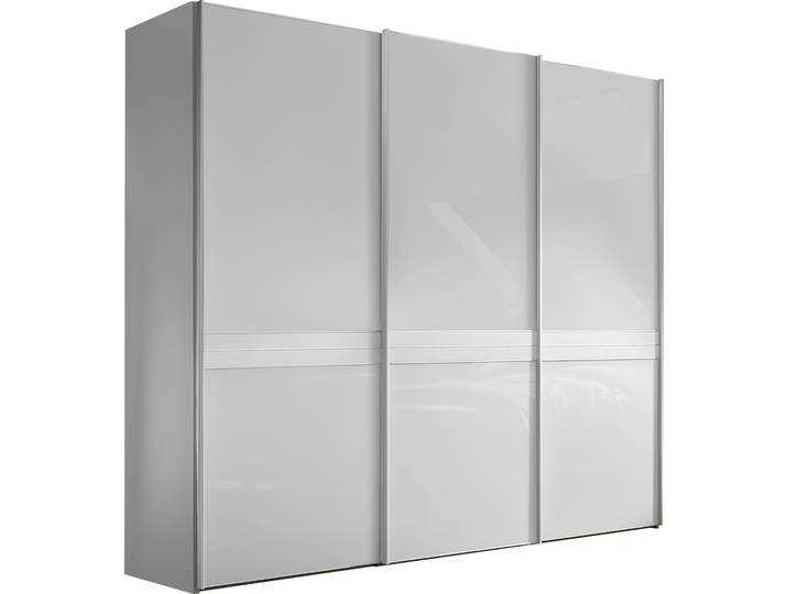 Schwebetürenschrank, Holzwerkstoff, Weiß, 249×240×68 cm, Mattglas, Modern, Staud