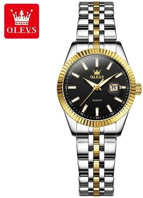 Uplift Essentials Stainless Steel Executive Watch Waterproof Luxury Quartz Timepiece With Auto Date For Women gold Black