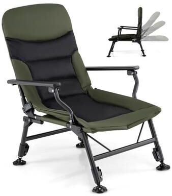 Costway Oversized Foldable Fishing Chair for Adults with Armrest-Green