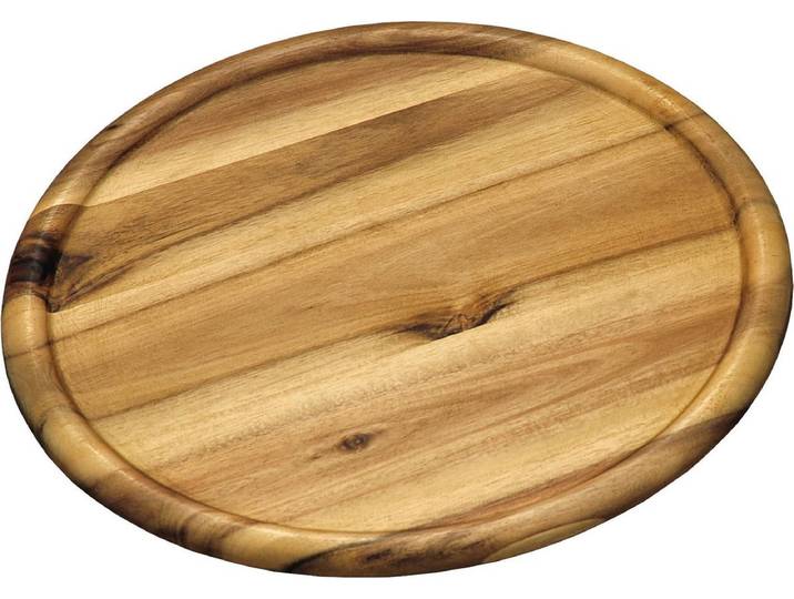 Kesper houten serveerbord/pizzabord rond -D32 x H2cm - acacia hout - serveerplank