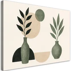 LEINWANDBILD Vasen Grün Minimalismus Beige Botanik 60x40cm