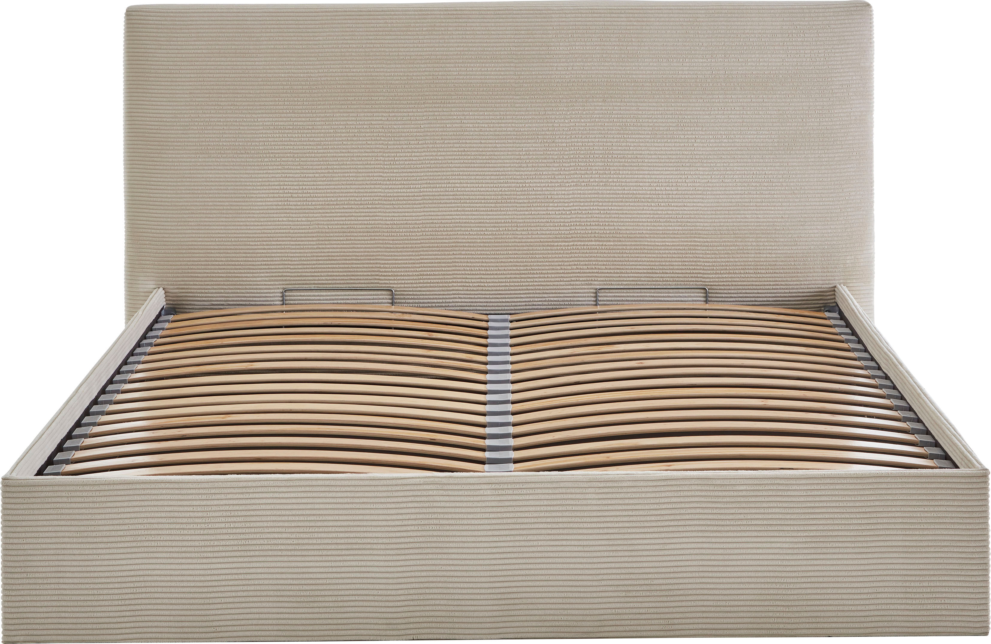 Bettgestell "Melody", beige (creme), B:182cm H:107cm L:213cm, Bettgestell und seitliche Einfassung der Matratzen: Cord, ATLANTIC HOME COLLECTION, Betten, Bettgestell, mit Bettkasten und Lattenrost