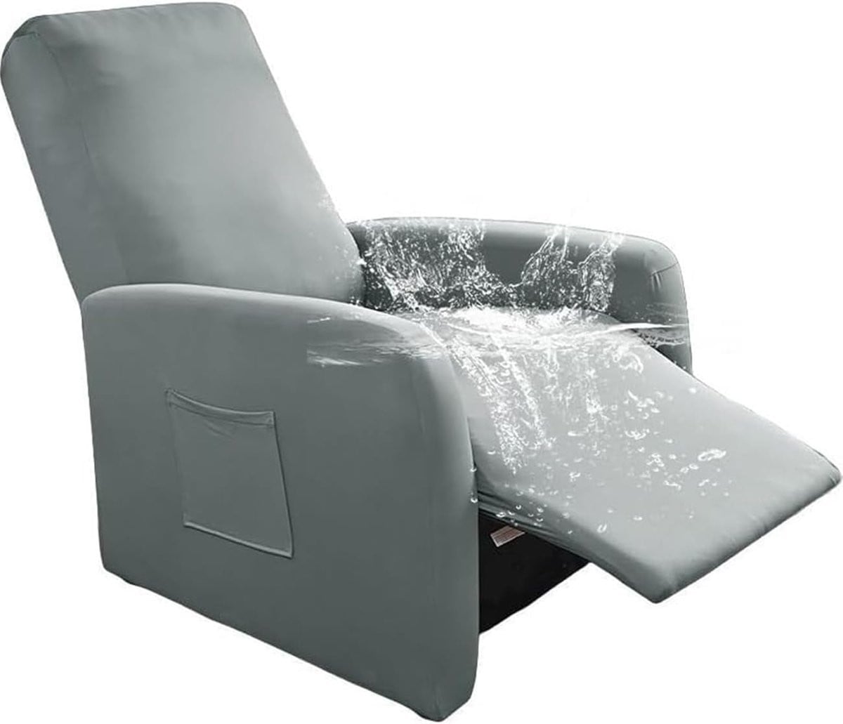 SnelShoppen Stretch Recliner Stoelhoes Set van 4 stuks - Waterdichte elastische stoelhoes voor relaxfauteuil - Lichtgrijs