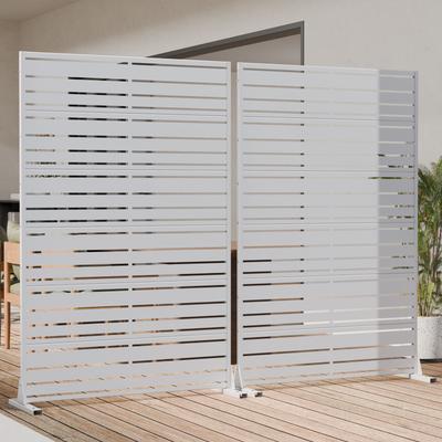 Lirago 2Pcs Outdoor Freestanding Metal Privacy Screen Decorative Partition Panel for Patio Garden Balcony