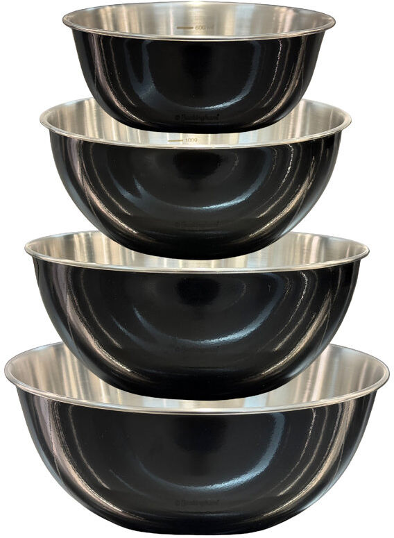 Buckingham Stainless Steel Set Of 4 Color Coated Mixing Bowls Black 27.5cm W