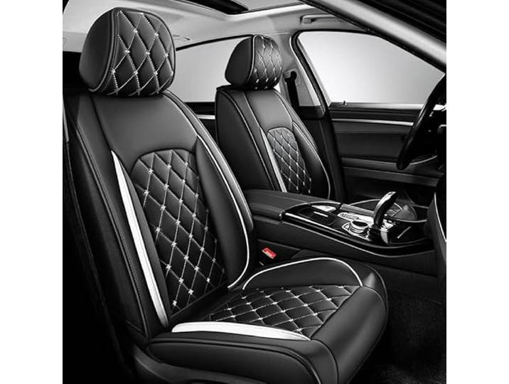 INRNT Autositzbezüge Schonbezüge für BMW 1er 2er Acive Tourer 2er Grand Tourer 2er Coupe,wasserdichte Autoschondecke Allwetter Innenraum Schonbezüge,A/Front Seats-A/Black White