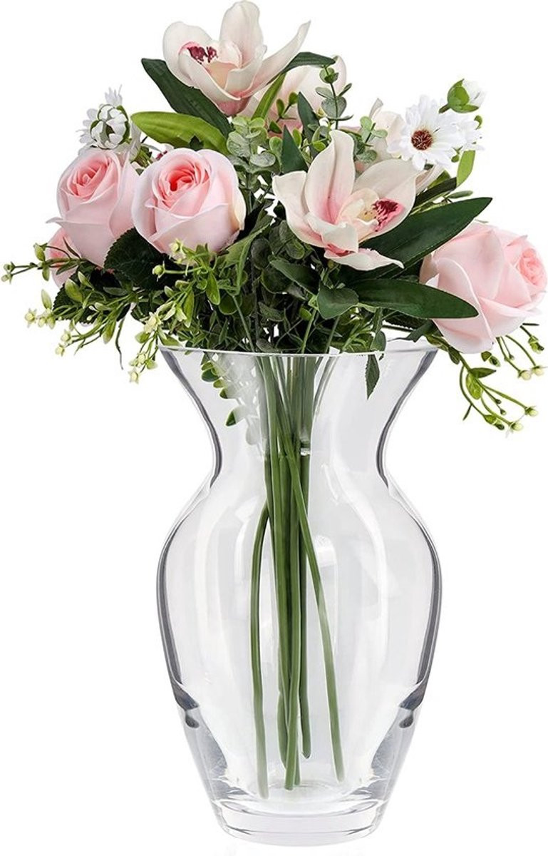 Decoratieve Glazen Vaas - Modern Cilinder Model - Transparant - Hoogte: 18 cm