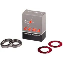 CEMA Ersatz-Lagerkit für CEMA Innenlager, 24mm und GXP inkl. 2x Lager, 2x Cover, Keramik - rot