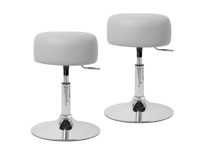 Ml-Design Sitzhocker hellgrau 2er Set, Hellgrau, Metall, Rund, 33x65x38.5 cm, Büromöbel, Bürostühle, Bürohocker