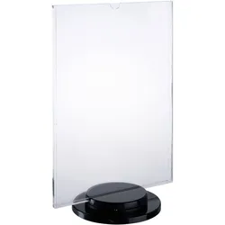 drehbarer Tischaufsteller mit schwarzem Sockel, Acryl A4, Acryl (PMMA), transparent, schwarz