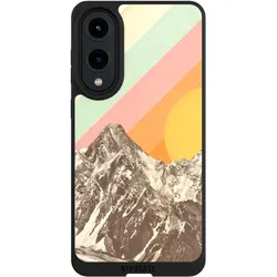 Nivocase Handyhülle für Samsung Galaxy S25 Edge Hülle NIVOpure Case Schwarz Berg Retro Sonnenschein (Samsung Galaxy S25 Edge), Smartphone Hülle, Schwarz