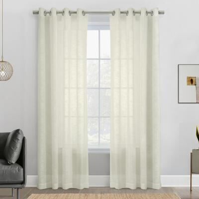 "Wide Width Boucle Sheer Grommet Curtain Panel by Habitat™ in Off White (Size 52"" W 108""L)"