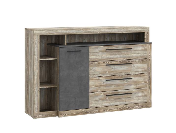 Sideboard 161 x 107 x 43cm Braun/Kiefer Dekor