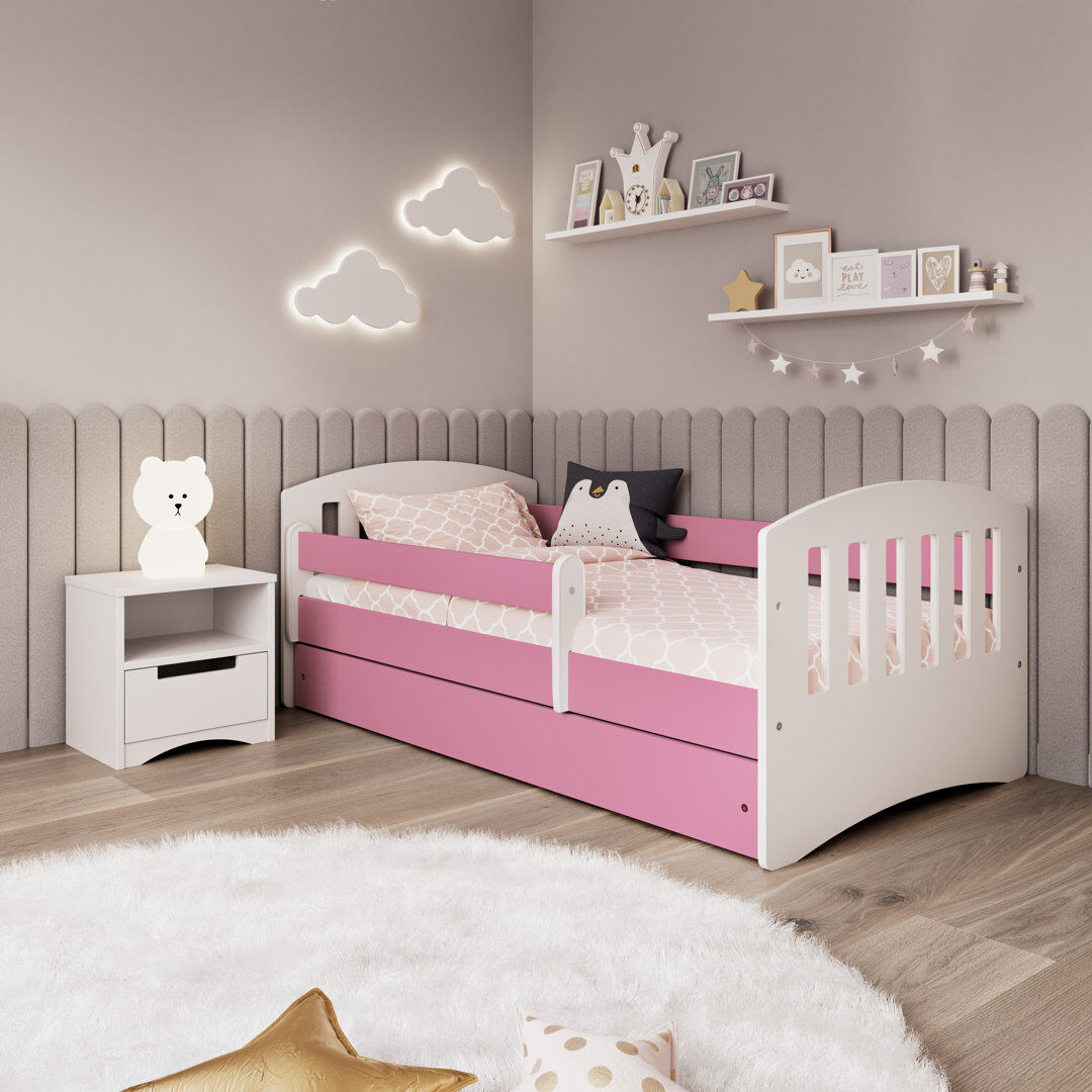 Mack + Milo Hermes Drawer Convertible Bed and Mattress Pink European Toddler (80 x 180cm)