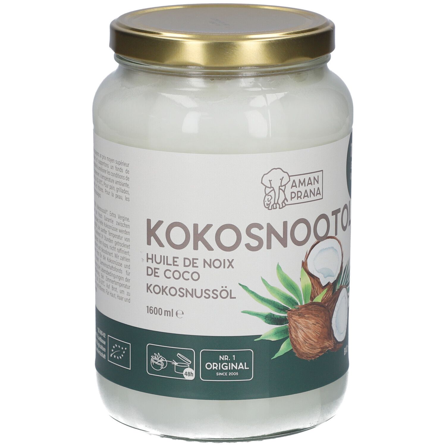 Amanprana Extra Virgin Cocos Olie 1600ml 1600 ml Öl