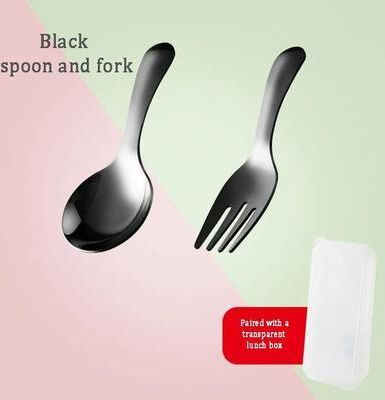 Uplift Picks Portable Stainless Steel Tableware Camping Spoon And Fork Travel Set black