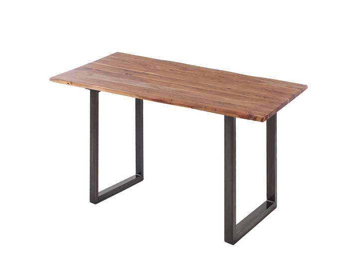 Massiver Baumkanten-Bartisch 140cm Braun/Akazie Braun Vintage Metall