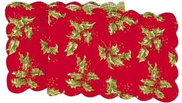 C&F Home Christmas Holly Red Runner Small 14x51