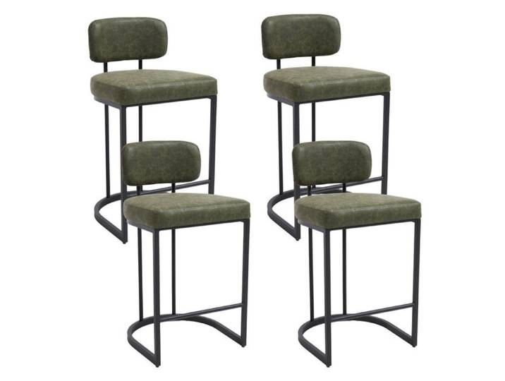 Ya-Home Tabouret de Bar Lot de 4 Chaise de Bar Moderne Tabouret Haut Industriel pour Cuisine Comptoir et Salon Cuir PU Vert