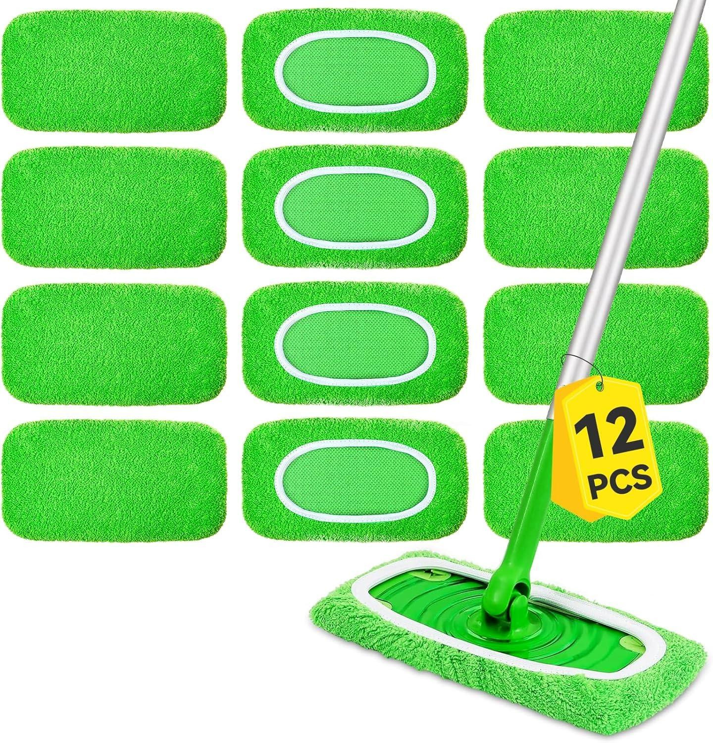 Dripio Set van 12 wasbare microvezeldoekjes voor Swiffer, 25,5 x 11,5 cm