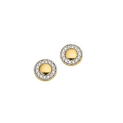 Paar Ohrstecker FIRETTI "Schmuck Geschenk Gold 333 Ohrschmuck Kreis rund", gold (gelbgoldfarben, kristallweiß, kristallweiß), Ohrringe, Damen, 7,5mm, Gelbgold 333, mit Zirkonia (synth.)
