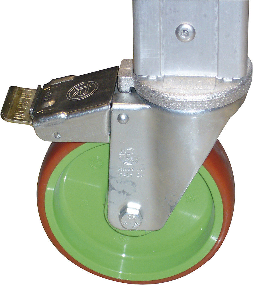 kaiserkraft Mobile Alu-Podesttreppe, klappbar, mit gerieften Aluminiumstufen, 3 Stufen inkl. Plattform
