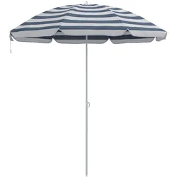 vidaXL Strandschirm mit Metallmast Blau & Weiß 161x193 cm Polyester