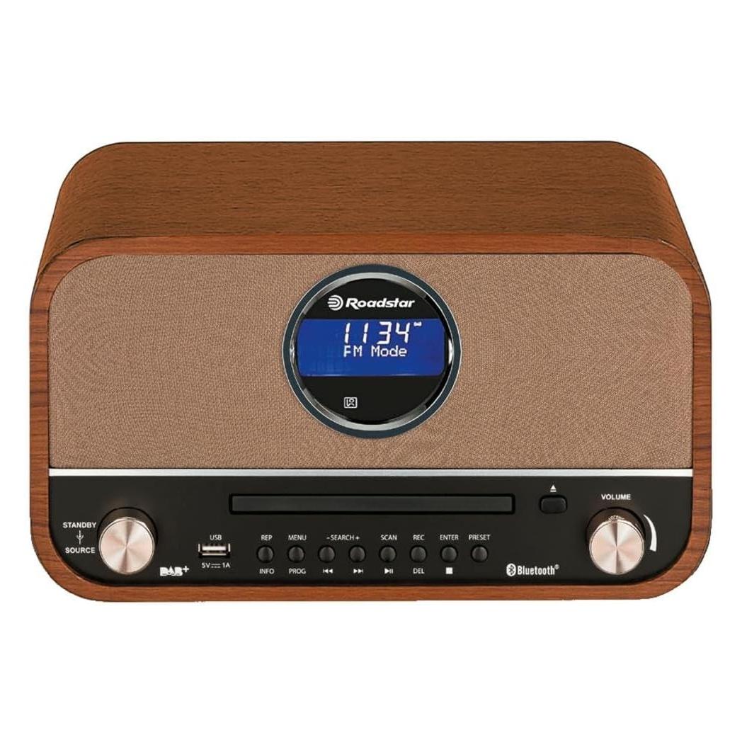 Roadstar Vintage Musikgerät mit FM-Digitalradio, CD-MP3-Player, Bluetooth, USB-Aufnahme (FM, Bluetooth) (7621800033222)