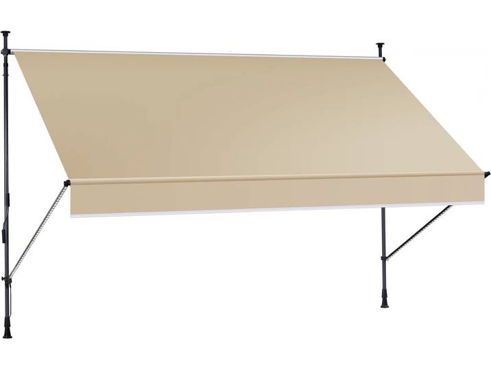 Klemmmarkise KONIFERA Jávea mit LED-Lichtstreifen , beige, B:300cm, Polyester, Markisen, Klemmmarkise, Breite/Ausfall: 300/150 cm