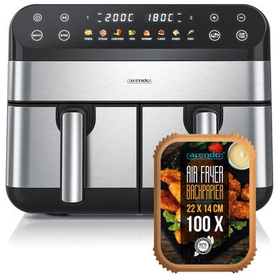 Arendo Heißluftfritteuse, 2400 W, Backofen, Dörrautomat, 3D Umluftsystem, fettarmes gesundes Kochen