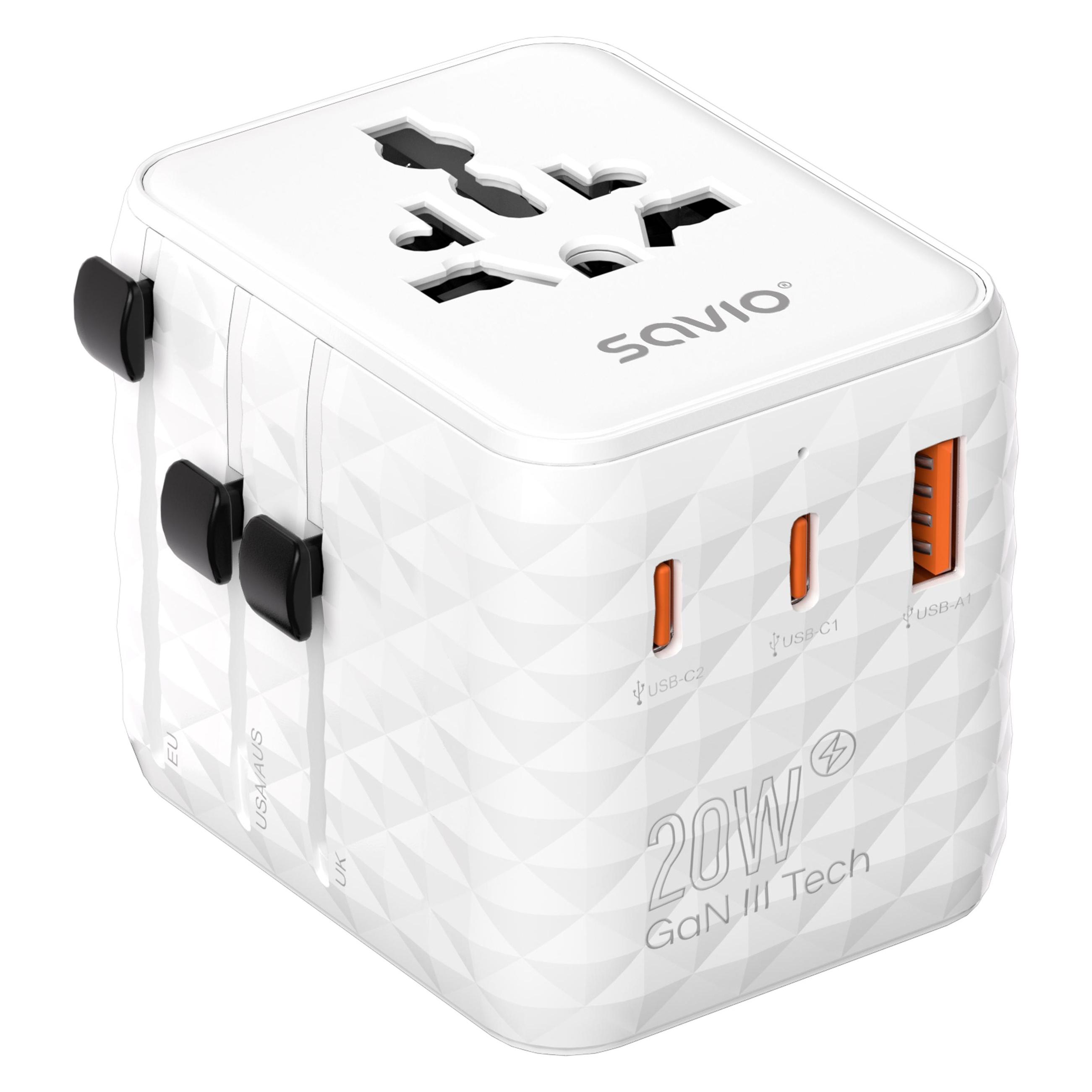 Savio AP-08 Netzteil & Spannungsumwandler 20 W Weiss (AP-08)