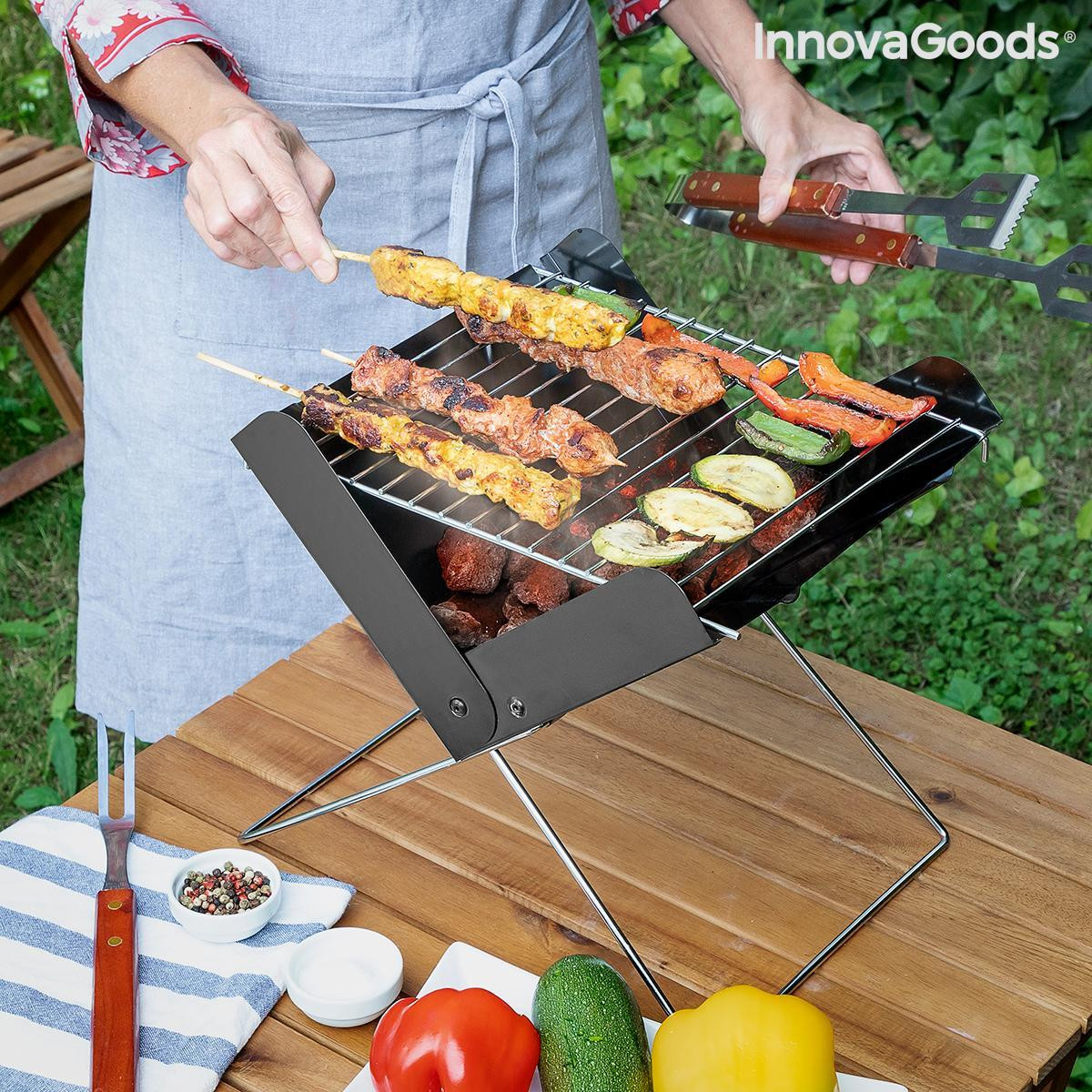 InnovaGoods Foldecue InnovaGoods opvouwbare en draagbare houtskoolbarbecue voor op tafel