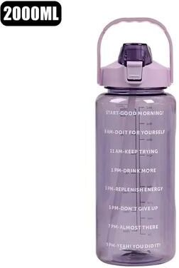 Inspired Living 2 Liter Motivational Leakproof Water Bottle With Time Markers purple